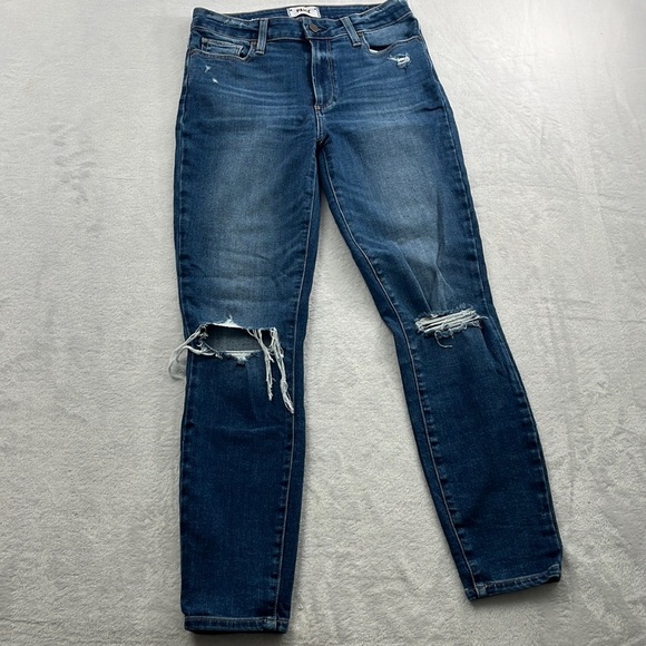 Paige 28,6 Hoxton Ankle Blue Wash Distressed High Rise Denim‎ Jeans - Picture 1 of 14